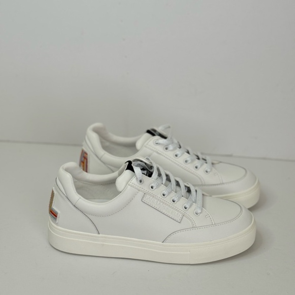 KARL LAGERFELD PARIS Women's Calico Patch Embellished-Heel Sneakers